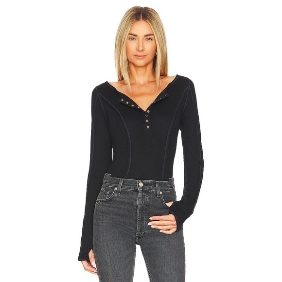 Free People Sloane Bodysuit in Black - Picture 1 of 16
